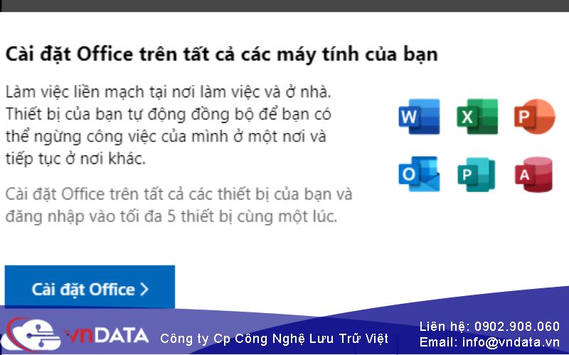 Tiến hành cài đặt Microsoft Office trên VPS Windows