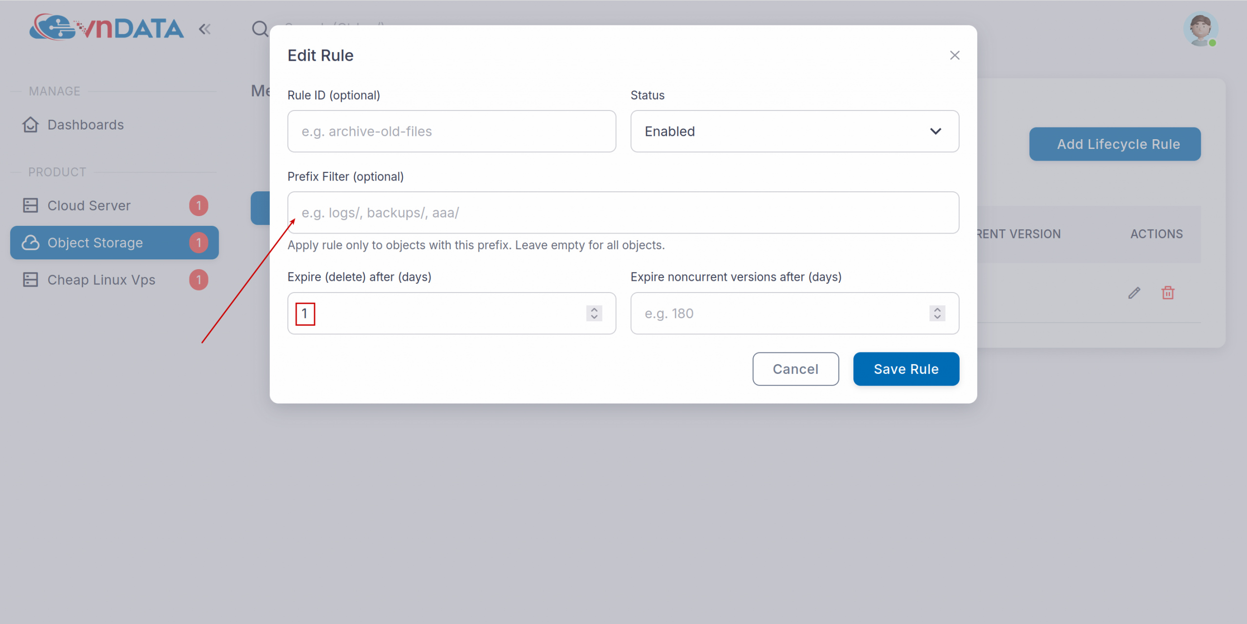 Xoá toàn bộ dữ liệu trong bucket.