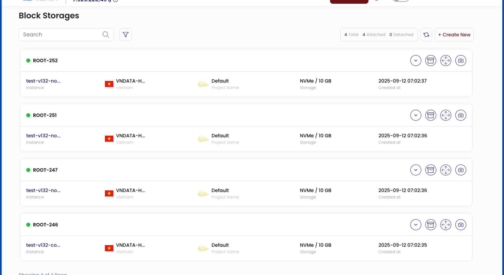 Quản lý block storage/disk của cụm cloud